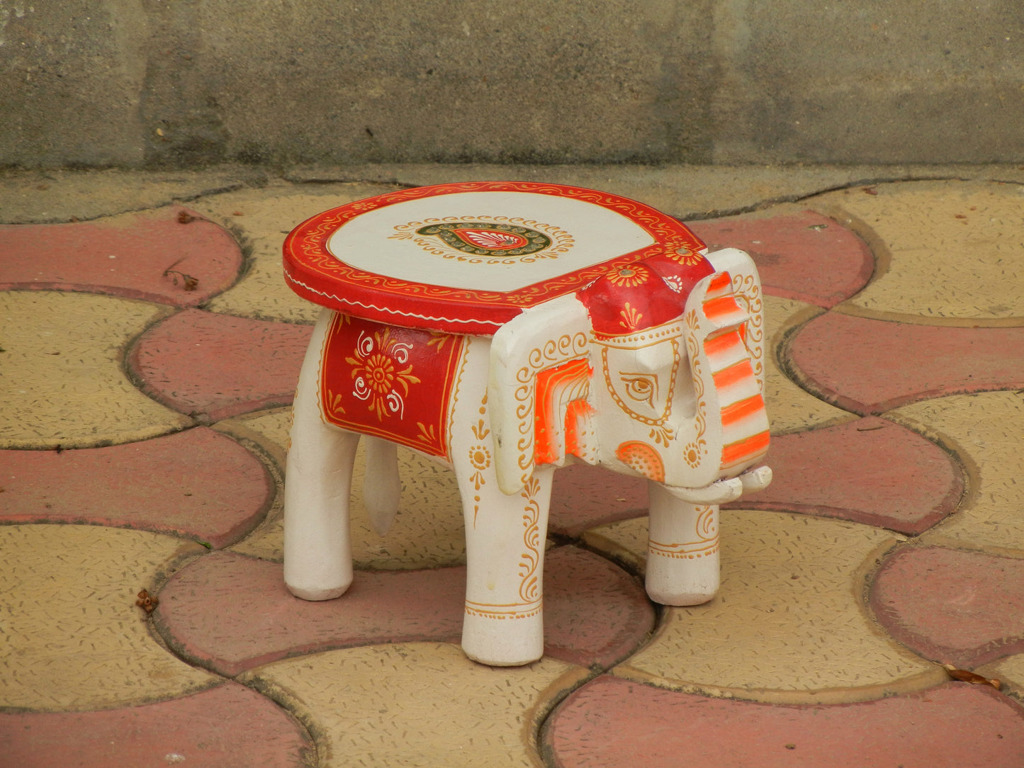 Wooden Handmade Ethnic Miniature Elephant Stool