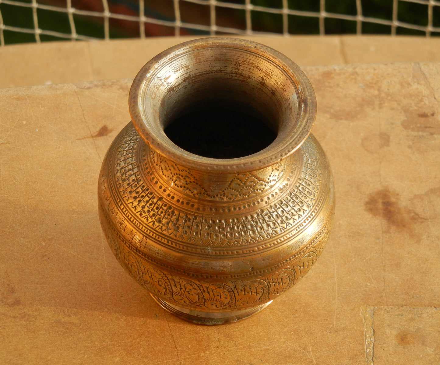 Vintage Water Drinking Pot, Lota, Hand Engraved