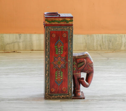 Wooden Painted Elephant Bottle Holder