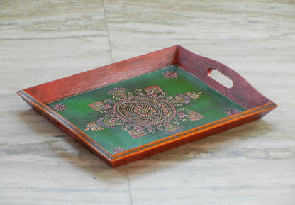 Wooden Hand-Painted Tray