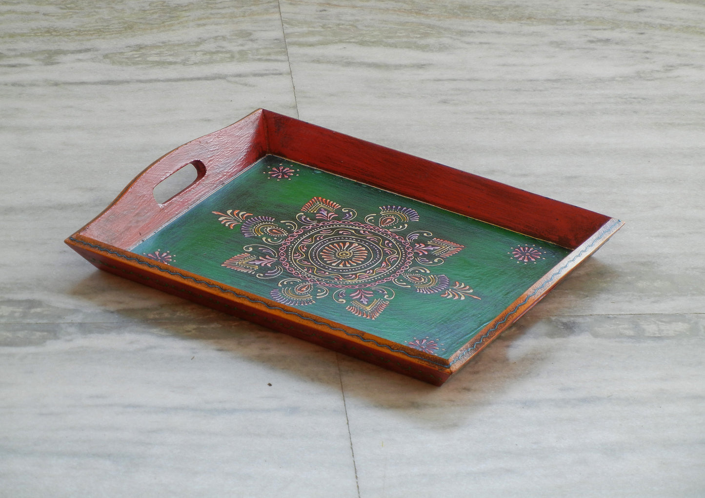 Wooden Hand-Painted Tray