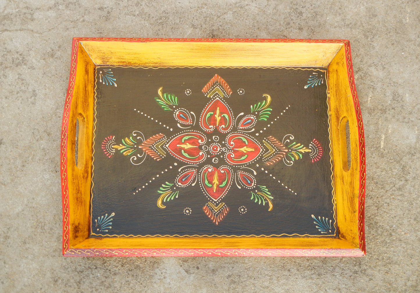 Wooden Hand-Painted Tray