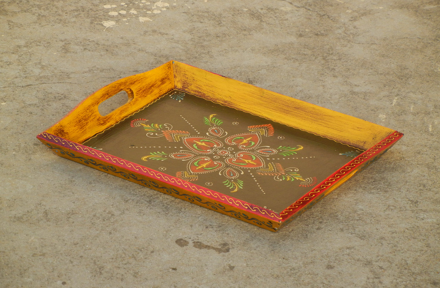 Wooden Hand-Painted Tray