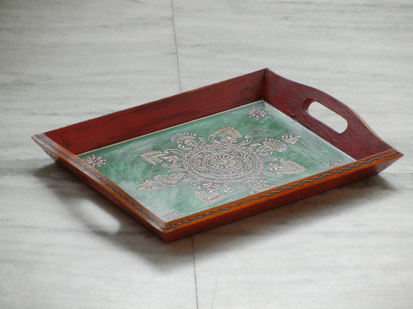 Wooden Hand-Painted Tray