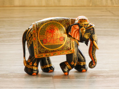 WOODEN FINE PAINTED ELEPHANT STATUE, FIGURINE