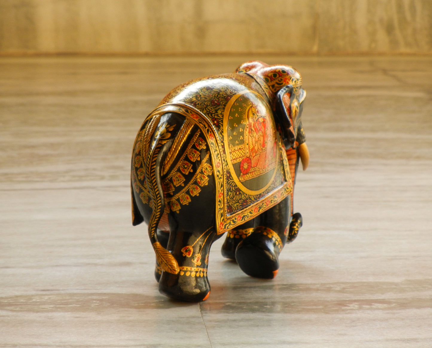 WOODEN FINE PAINTED ELEPHANT STATUE, FIGURINE