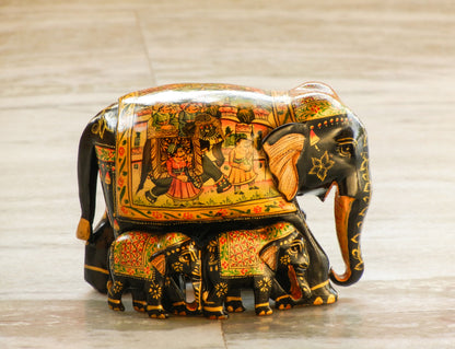 WOODEN FINE PAINTED ELEPHANT STATUE, FIGURINE