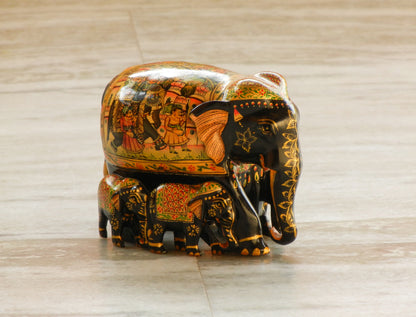 WOODEN FINE PAINTED ELEPHANT STATUE, FIGURINE