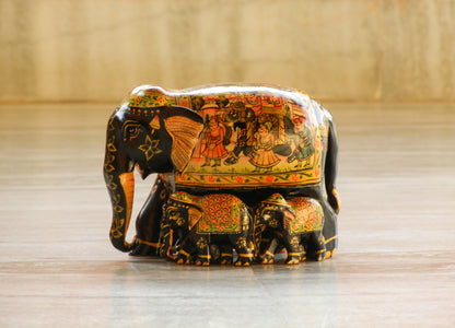 WOODEN FINE PAINTED ELEPHANT STATUE, FIGURINE