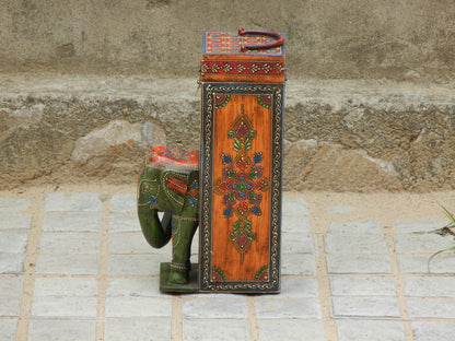 Wooden Painted Elephant Bottle Holder, Bottle Stand