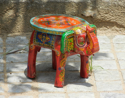 Wooden Handmade Ethnic Miniature Elephant Stool