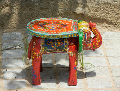 Wooden Handmade Ethnic Miniature Elephant Stool