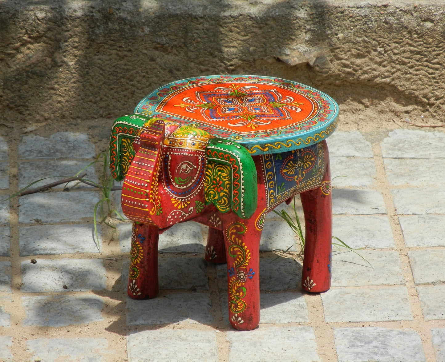 Wooden Handmade Ethnic Miniature Elephant Stool