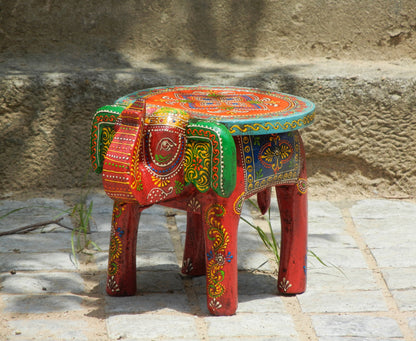 Wooden Handmade Ethnic Miniature Elephant Stool