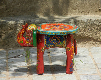 Wooden Handmade Ethnic Miniature Elephant Stool