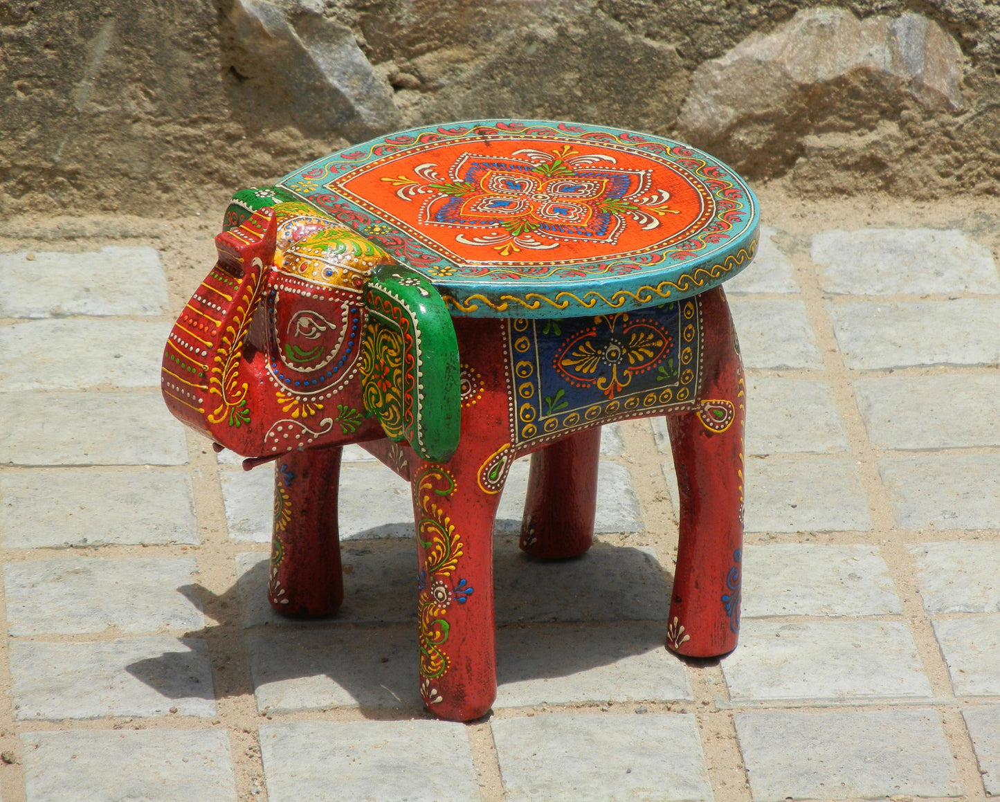 Wooden Handmade Ethnic Miniature Elephant Stool