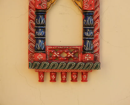 WOODEN PAINTED JHAROKHA, WALL DECOR