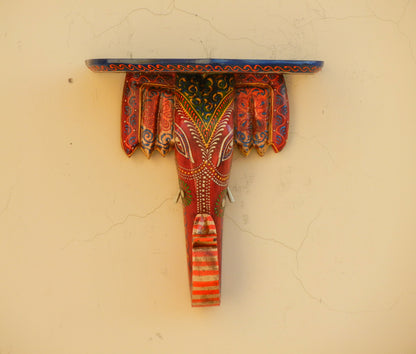 Wooden Ethnic Elephant Wall Bracket