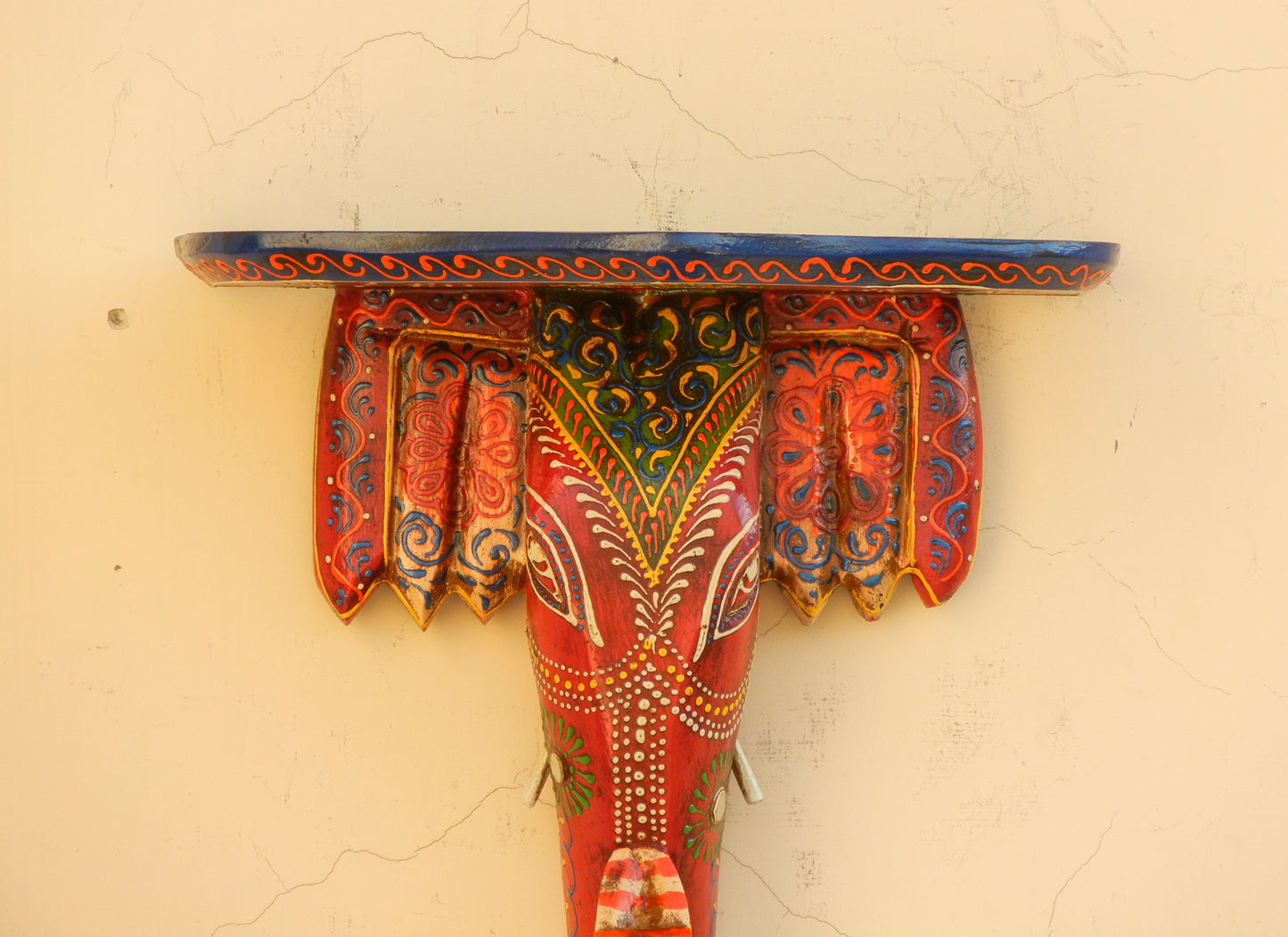 Wooden Ethnic Elephant Wall Bracket