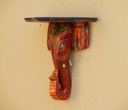 Wooden Ethnic Elephant Wall Bracket