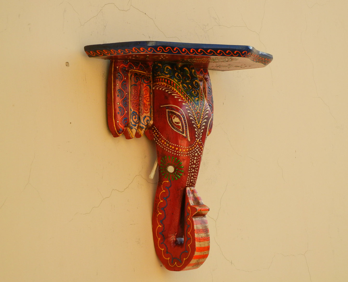 Wooden Ethnic Elephant Wall Bracket