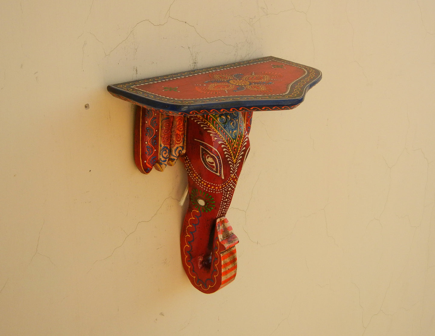 Wooden Ethnic Elephant Wall Bracket