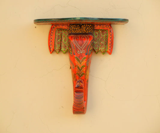 Wooden Ethnic Elephant Wall Bracket