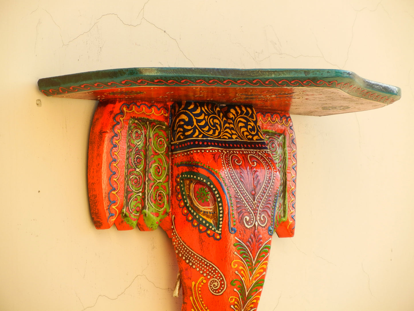 Wooden Ethnic Elephant Wall Bracket