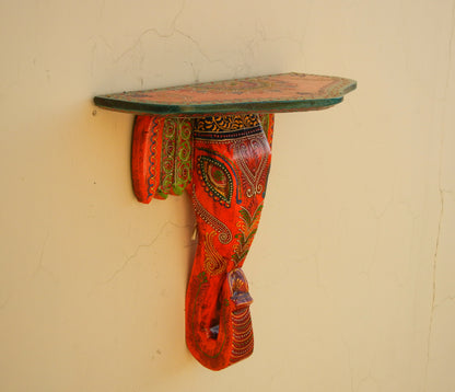 Wooden Ethnic Elephant Wall Bracket