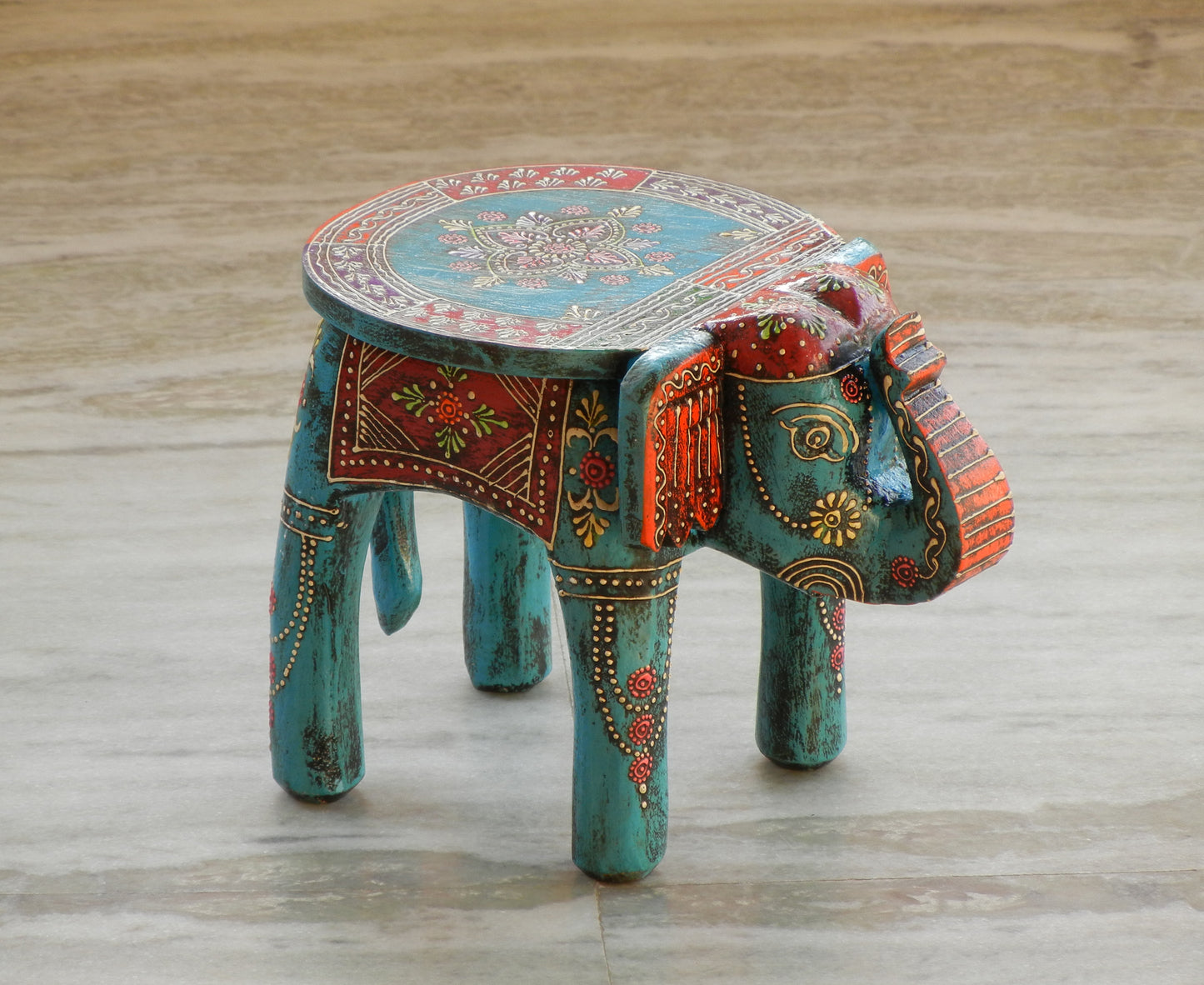 Wooden Handmade Ethnic Miniature Elephant Stool