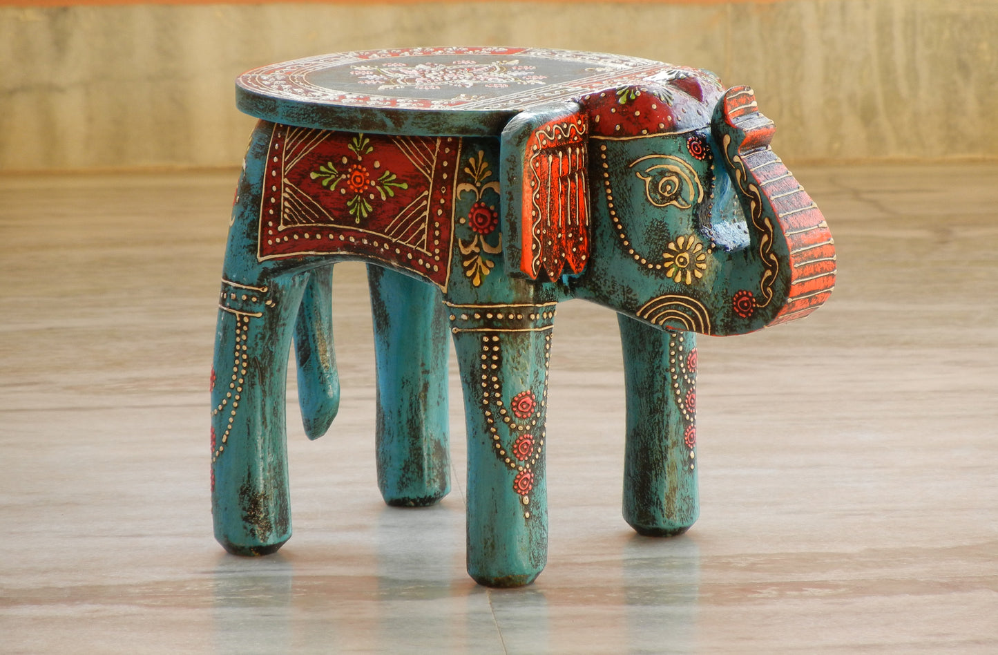 Wooden Handmade Ethnic Miniature Elephant Stool