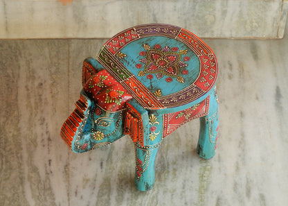 Wooden Handmade Ethnic Miniature Elephant Stool