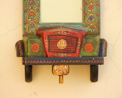 Wooden Painted Ethnic Truck Photo Frame Photo Stand