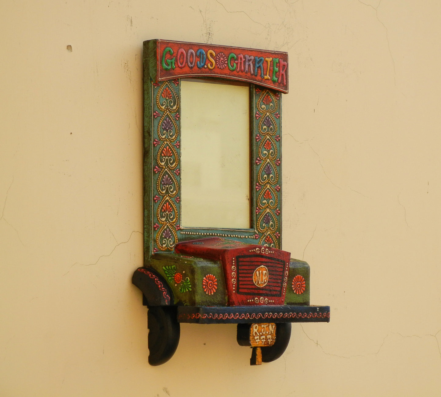 Wooden Painted Ethnic Truck Photo Frame Photo Stand