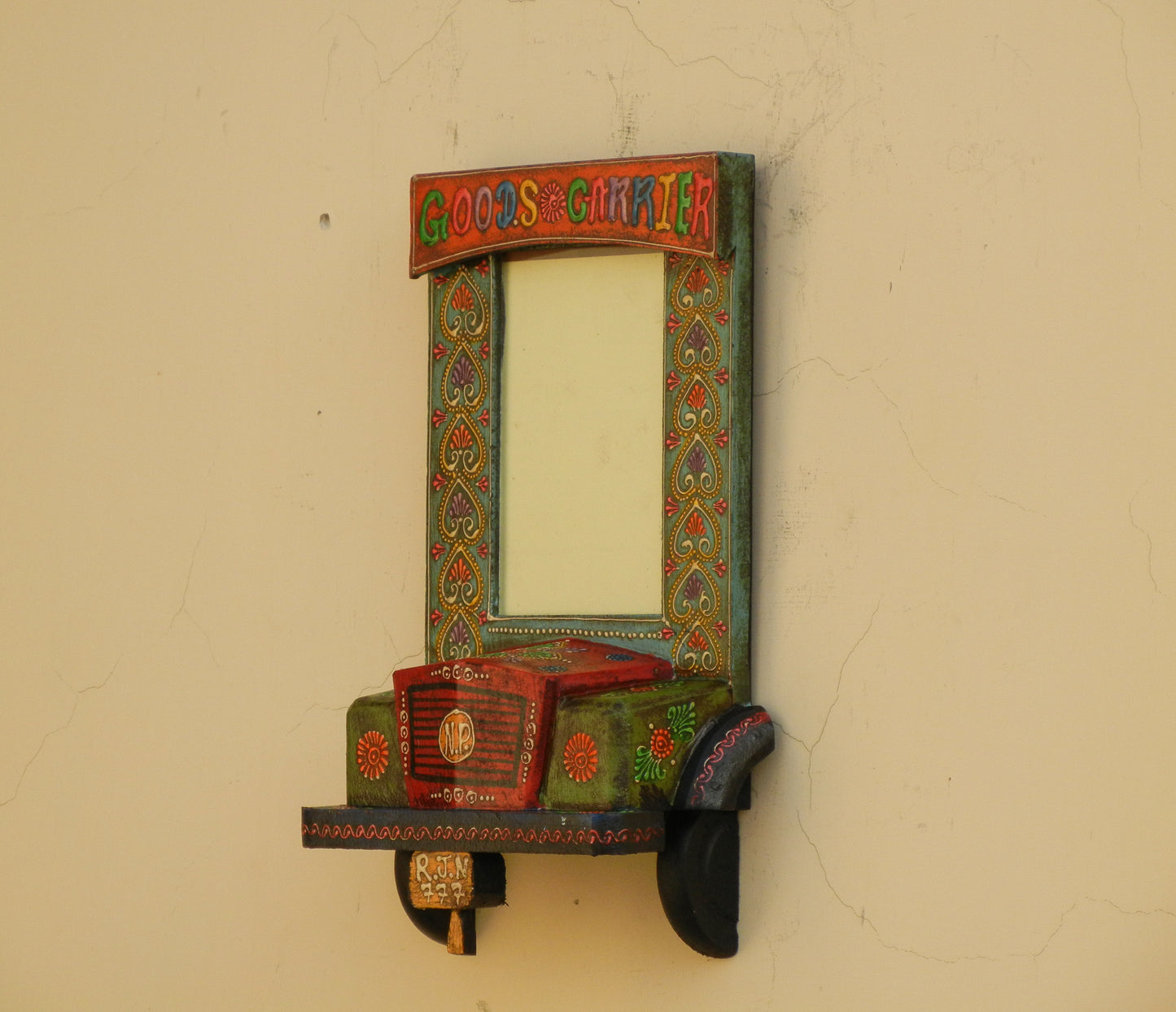 Wooden Painted Ethnic Truck Photo Frame Photo Stand