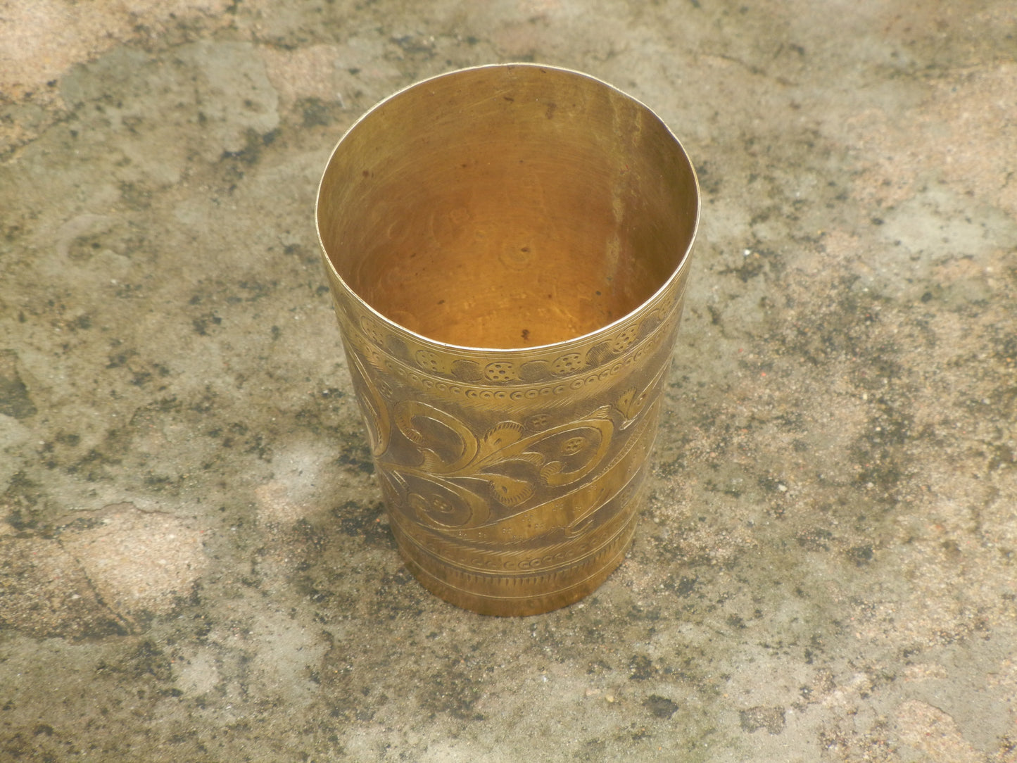 Old Vintage Brass Indian Glass, Wine Glass, Butter Milk Glass - Set Of 2