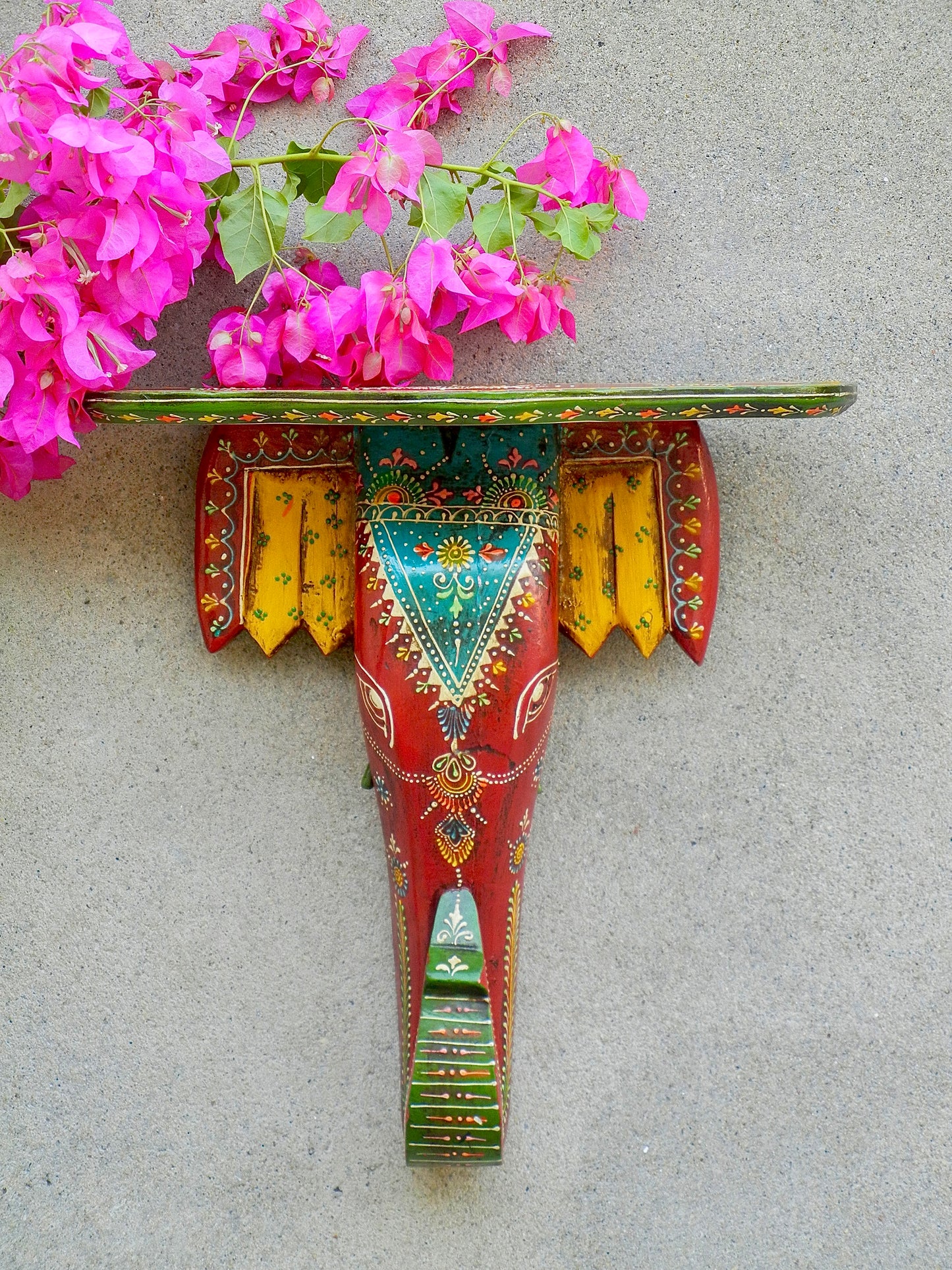 Wooden Ethnic Elephant Wall Bracket