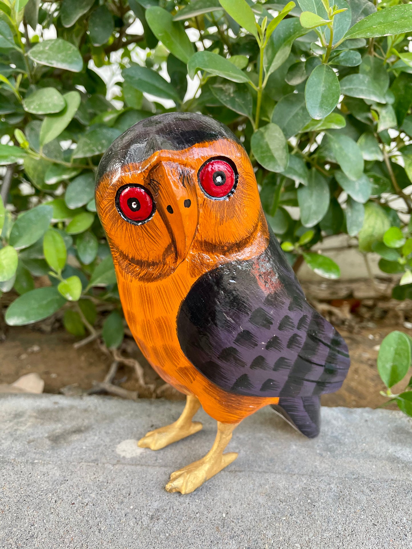 WOODEN OWL FIGURINE