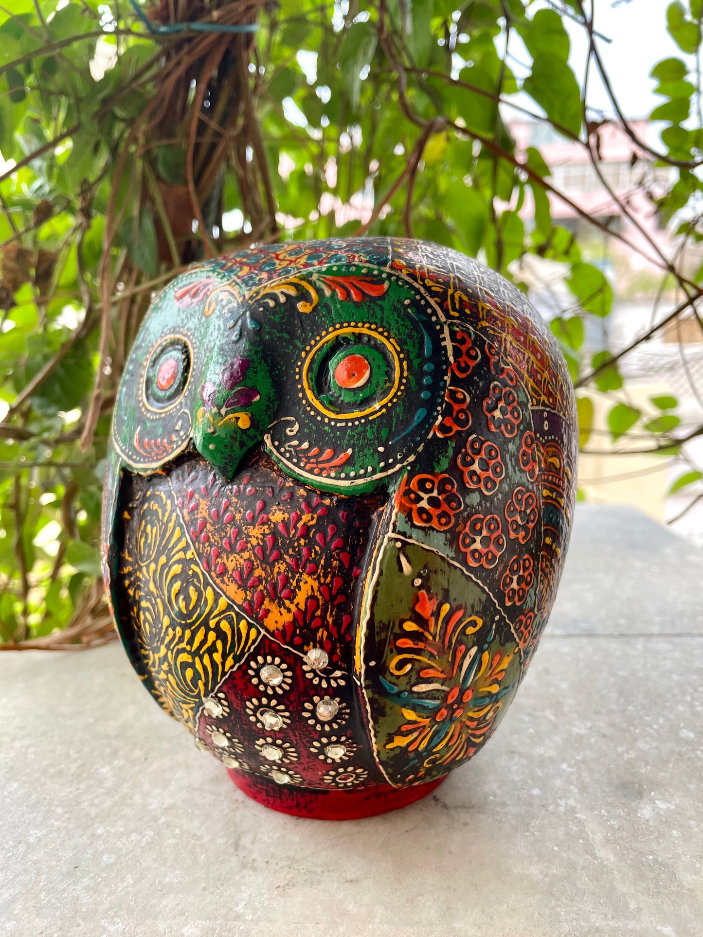 WOODEN OWL MONEY BANK