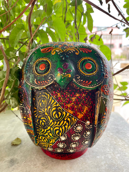 WOODEN OWL MONEY BANK