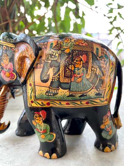 WOODEN FINE PAINTED ELEPHANT STATUE, FIGURINE