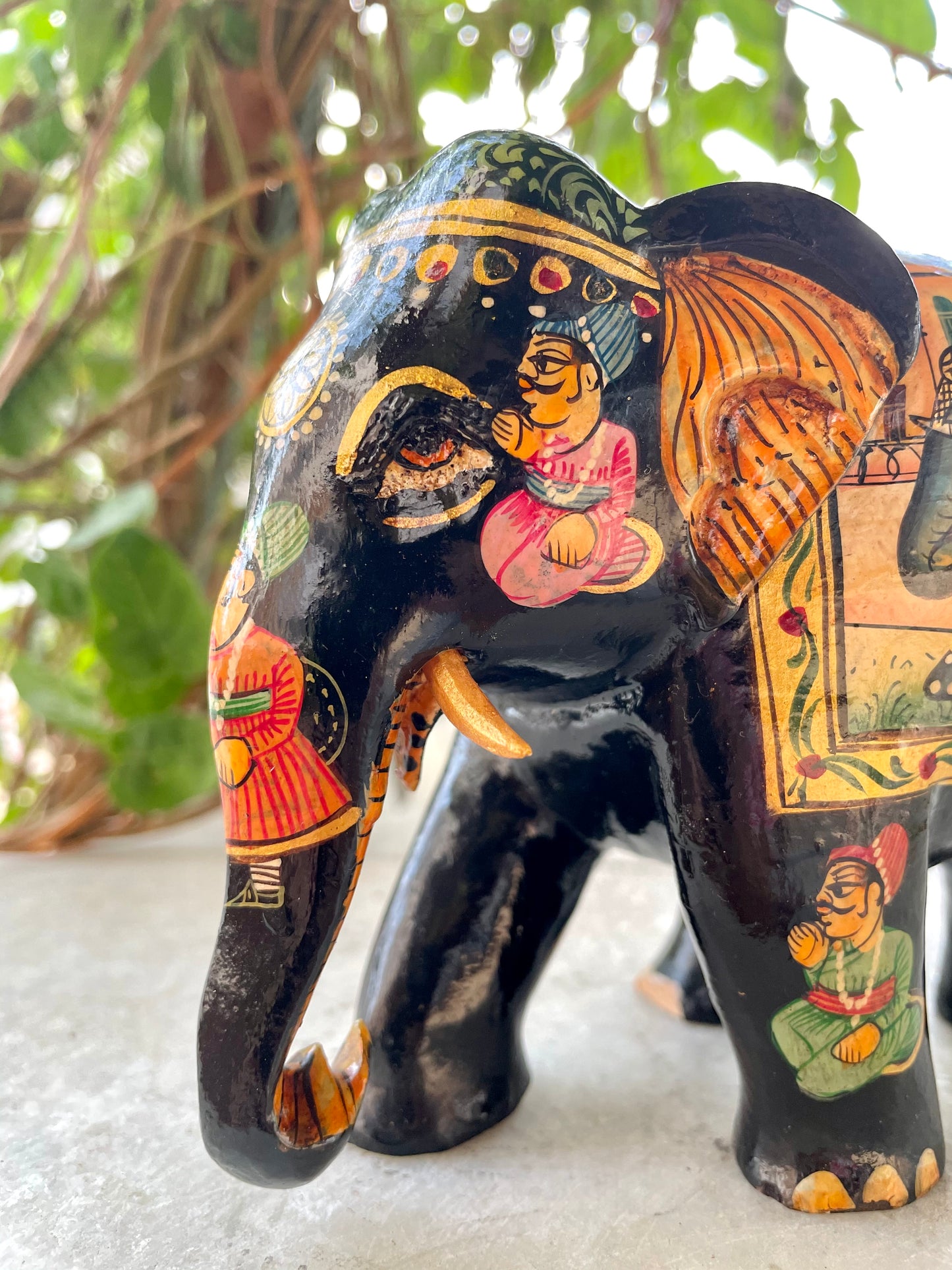 WOODEN FINE PAINTED ELEPHANT STATUE, FIGURINE