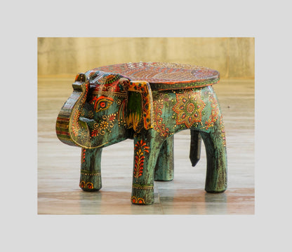 Wooden Handmade Ethnic Miniature Elephant Stool