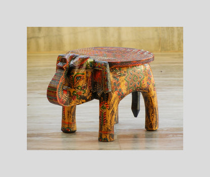 Wooden Handmade Ethnic Miniature Elephant Stool