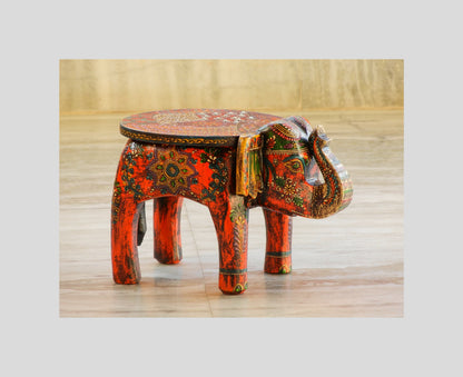 Wooden Handmade Ethnic Miniature Elephant Stool