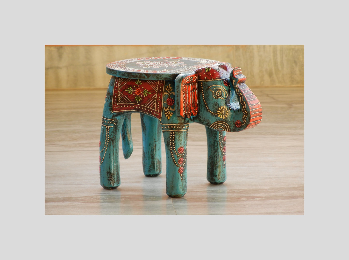 Wooden Handmade Ethnic Miniature Elephant Stool