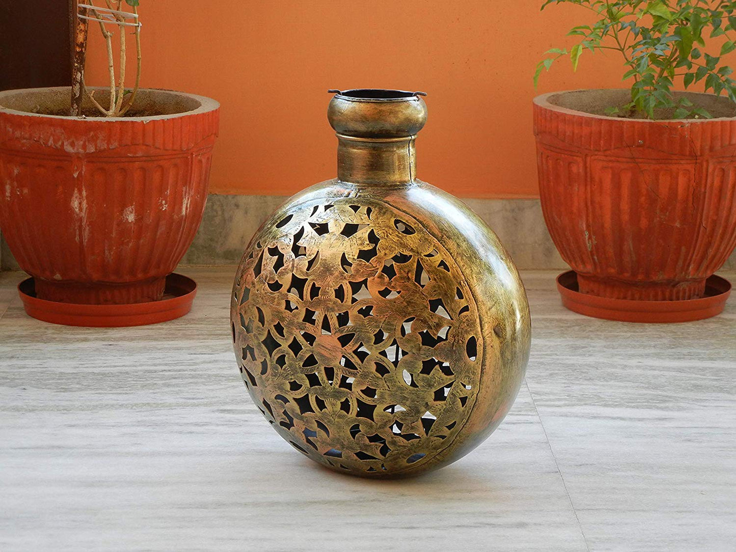 Contemporary Metal Jali Handi Round Tealight Candle Holder