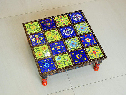 Wooden and Ceramic Tile Chowki/ Bajot