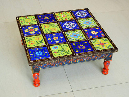 Wooden and Ceramic Tile Chowki/ Bajot