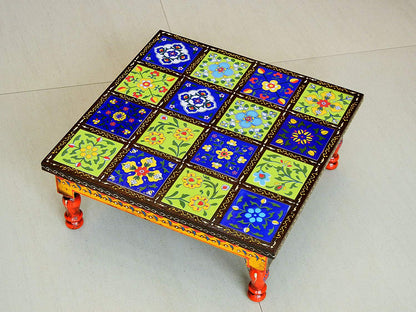 Wooden and Ceramic Tile Chowki/ Bajot